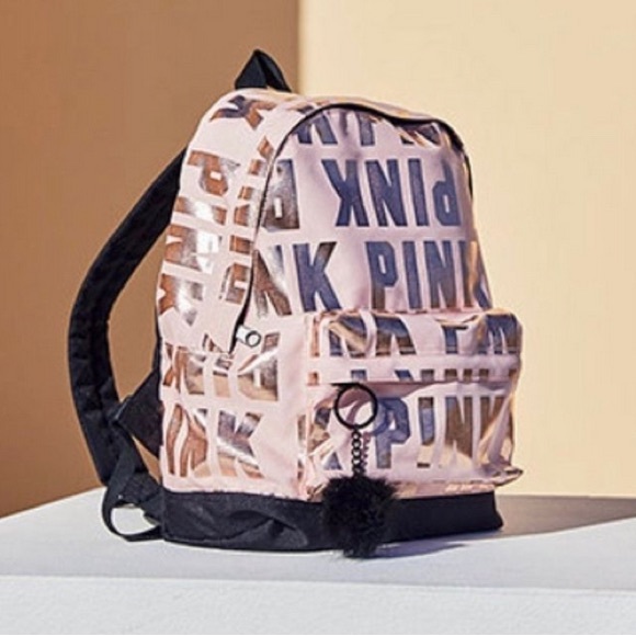 Victoria's Secret PINK Rose gold/ Black mini Backpack. New in package.NWT - Picture 3 of 5